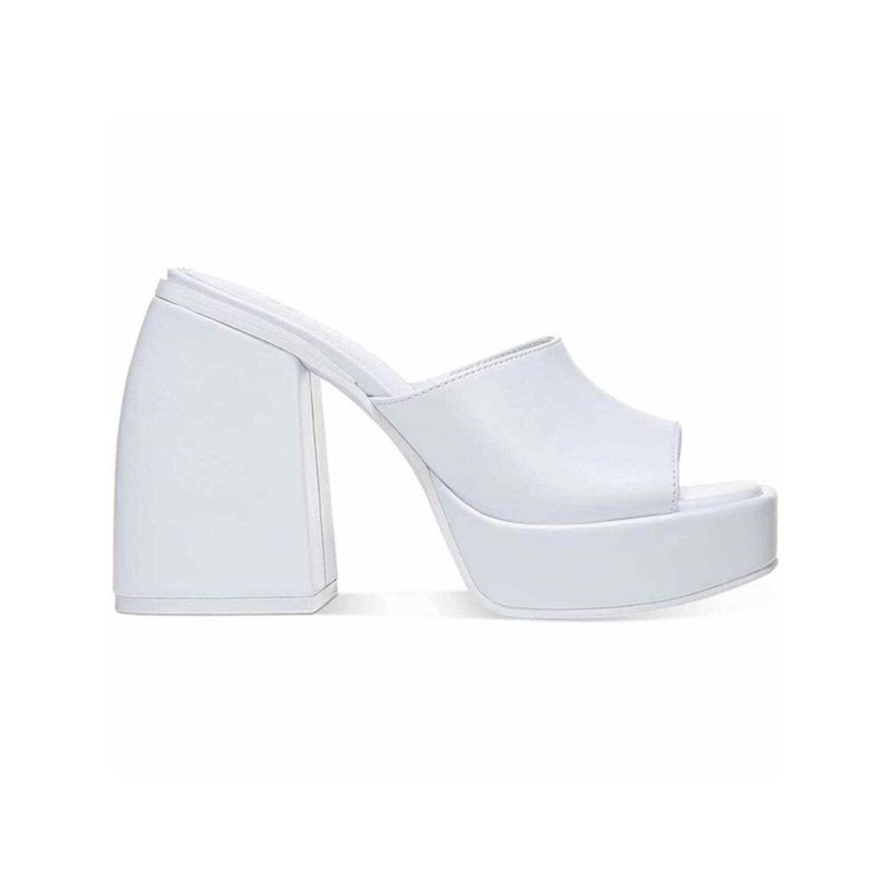 BAR III Womens White 1-1/2" Platform Nessa Slip On Heeled Sandal 8 M